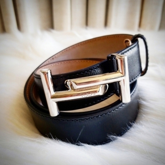 Tod's Accessories - TODS Silver and Black Leather Belt